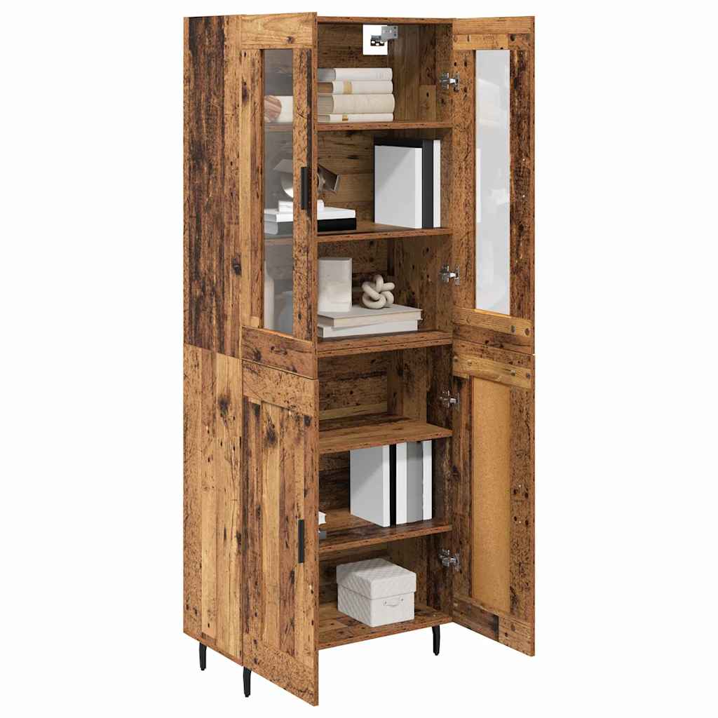 Highboard 2 pcs Staro drvo Inženjerska drva i staklo