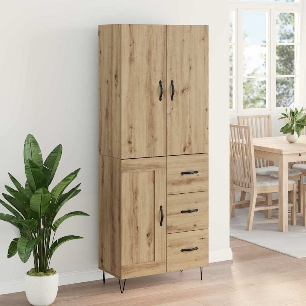 Highboard 2 pcs Umjetnički hrast Inženjersko drvo i staklo