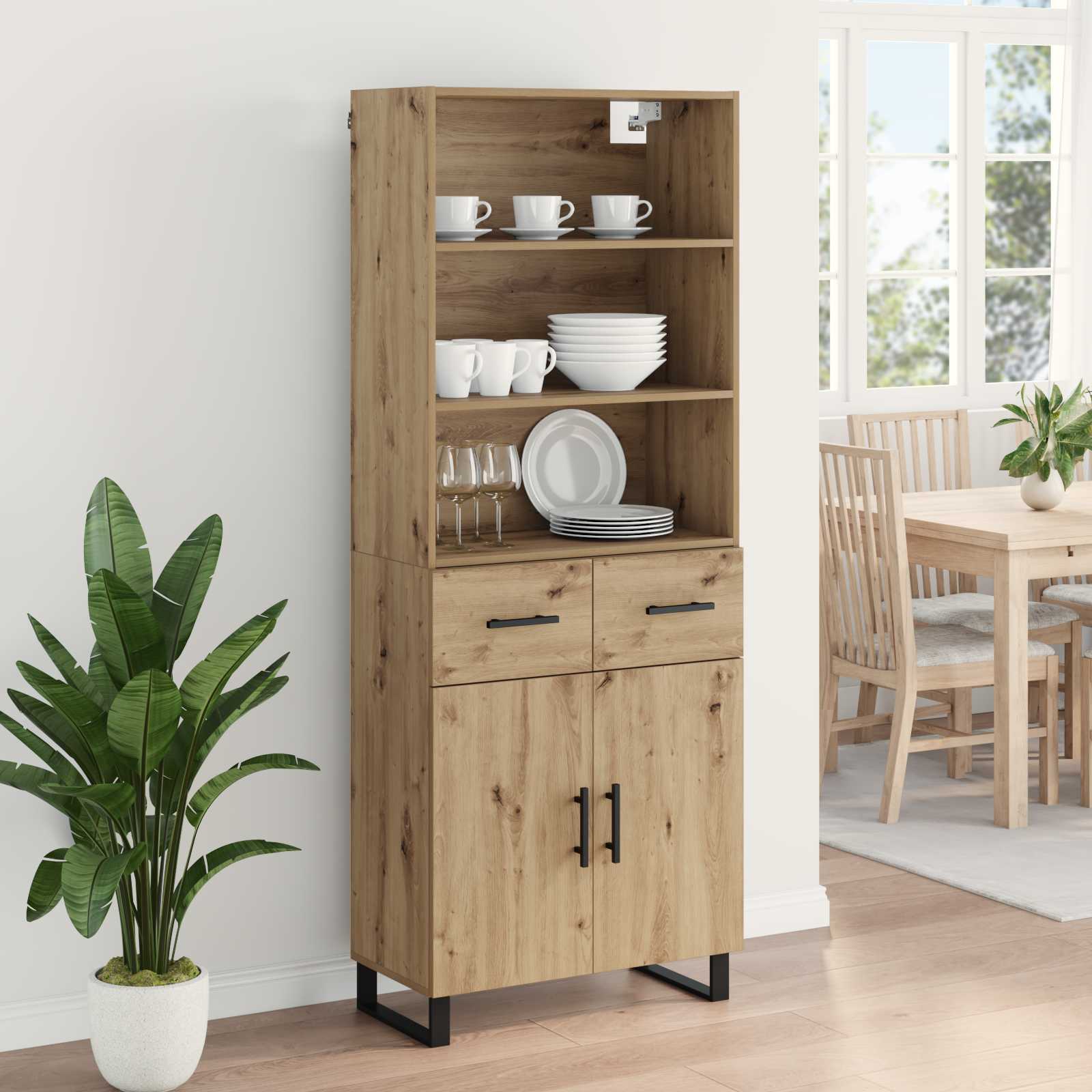Highboard s ladicama 2 pcs Umjetnički hrast Konstruirano drvo