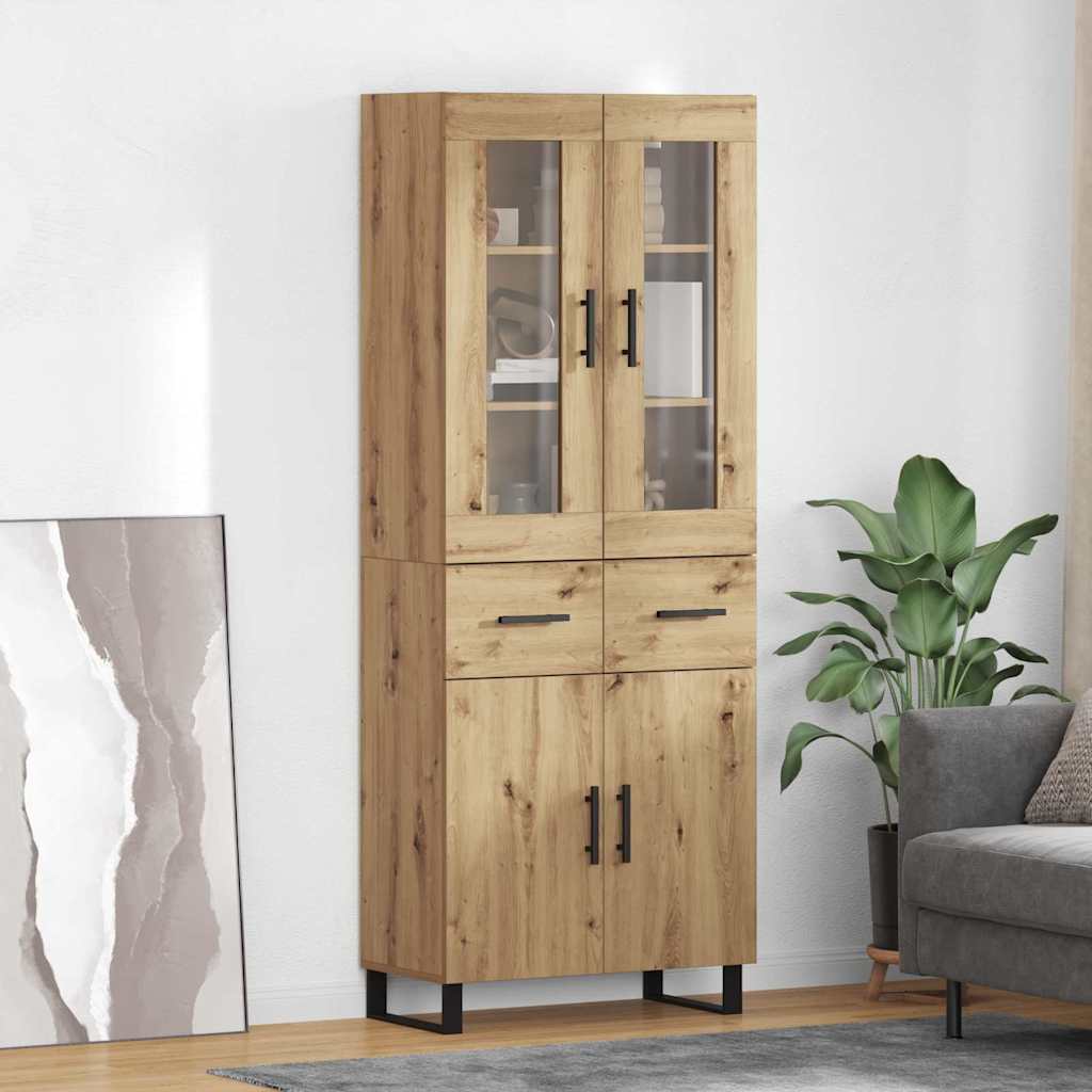 Highboard 2 pcs Umjetnički hrast Inženjerska drva i staklo