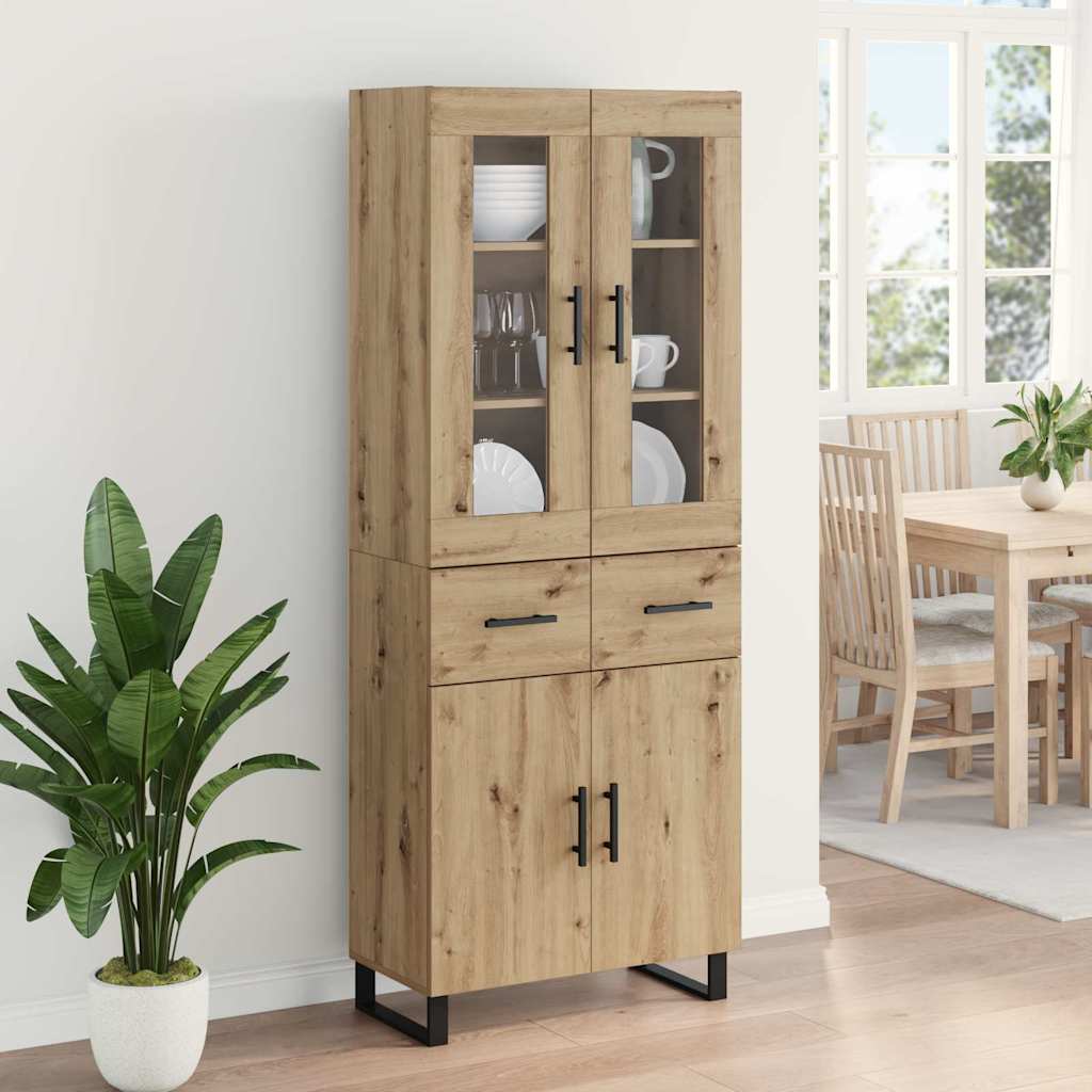 Highboard 2 pcs Umjetnički hrast Inženjerska drva i staklo