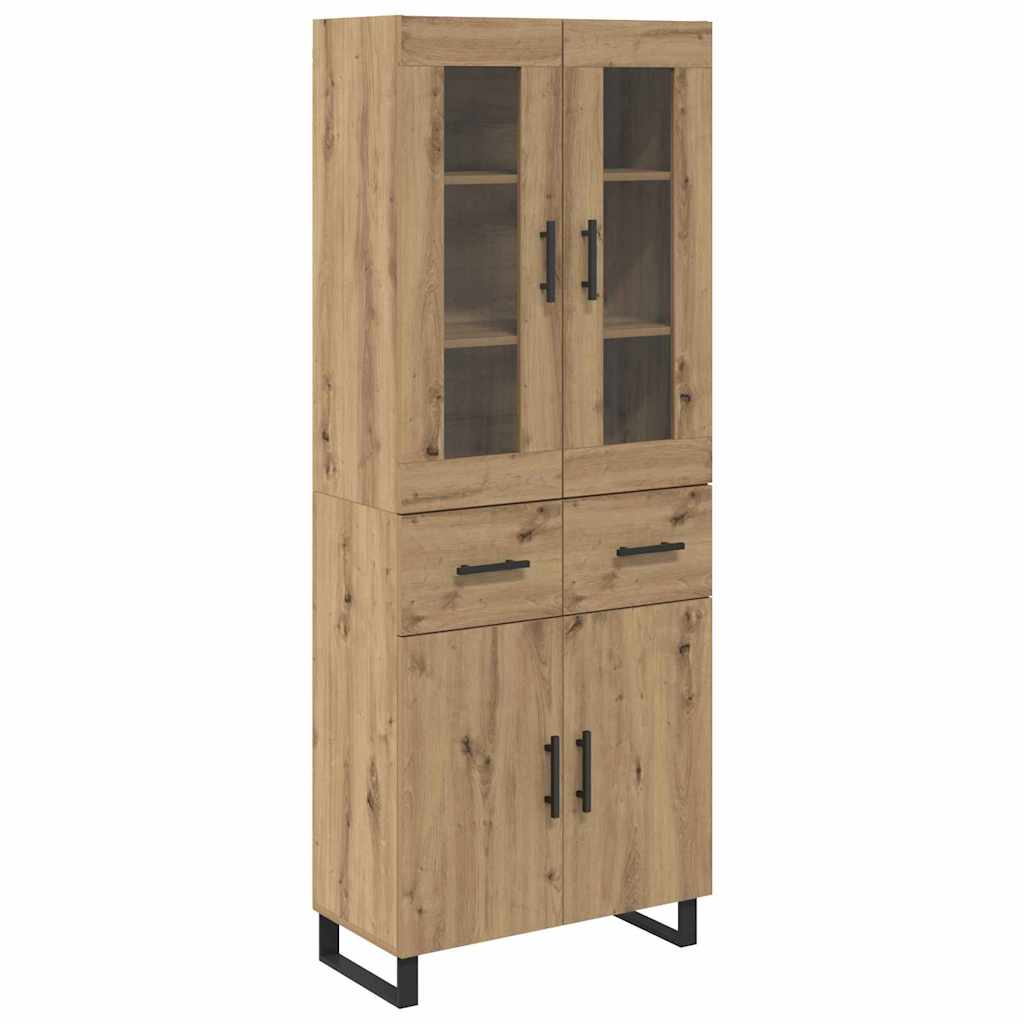 Highboard 2 pcs Umjetnički hrast Inženjerska drva i staklo