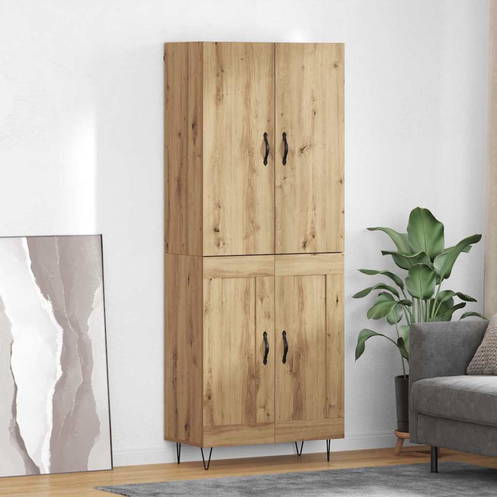 Highboard 2 pcs Umjetnički hrast Inženjersko drvo i staklo