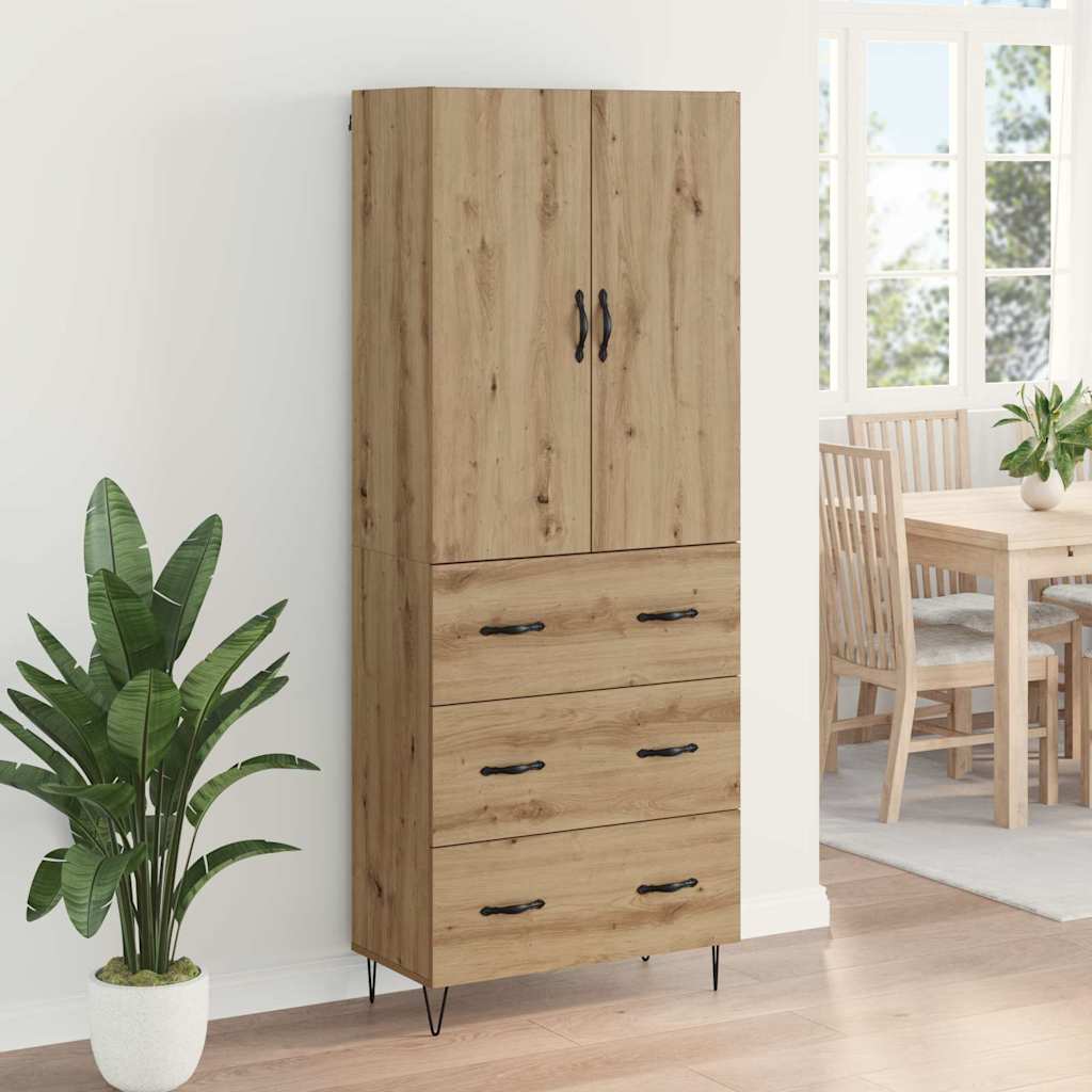 Highboard 2 pcs Umjetnički hrast Inženjersko drvo i staklo