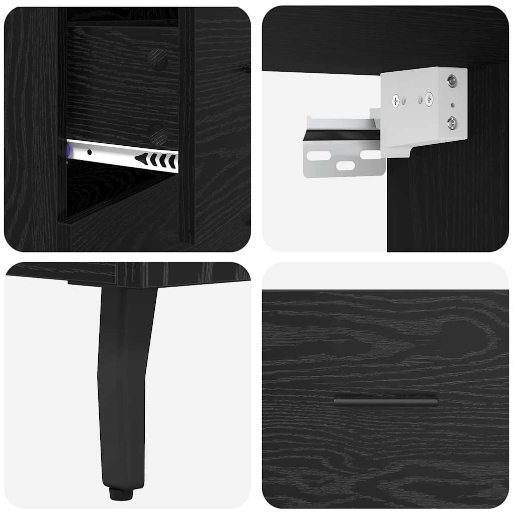 Highboard s ladicama Crni hrast 69,5 x 34 x 180 cm