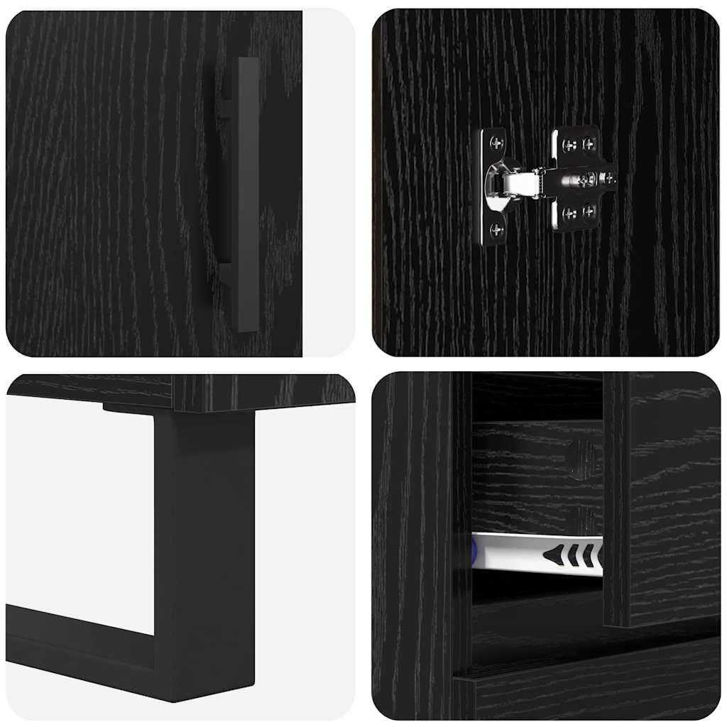 Highboard s ladicama 2 pcs Crni hrast Konstruirano drvo