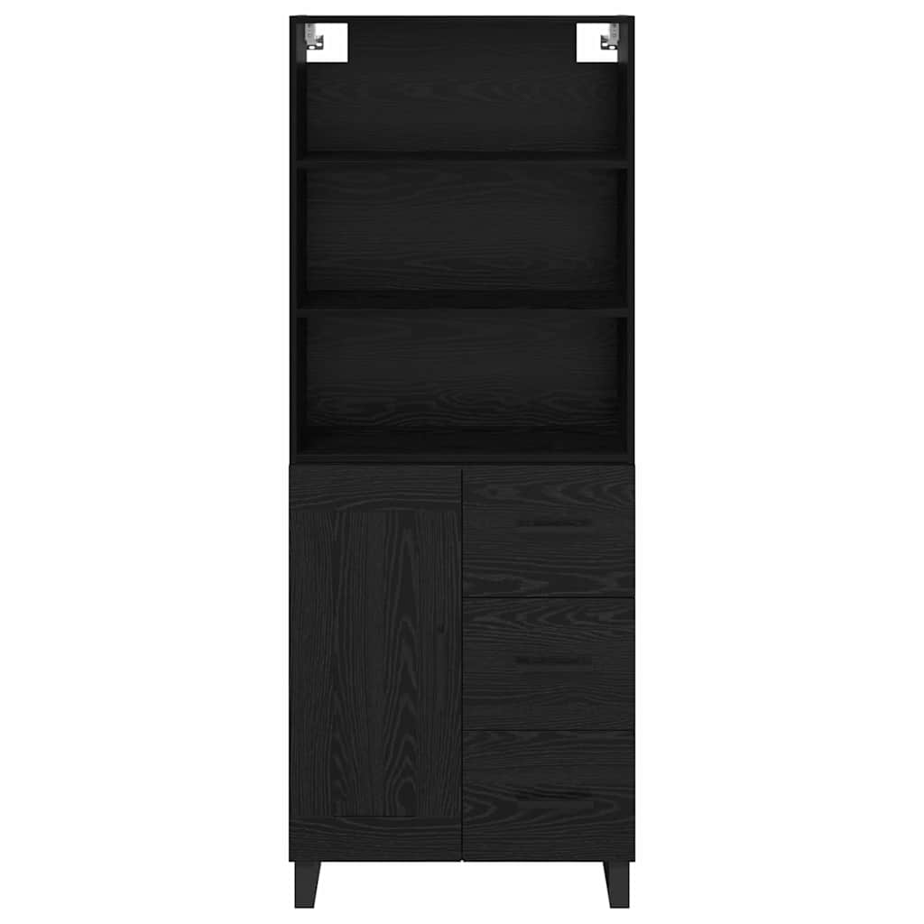 Highboard s ladicama 2 pcs Crni hrast Konstruirano drvo
