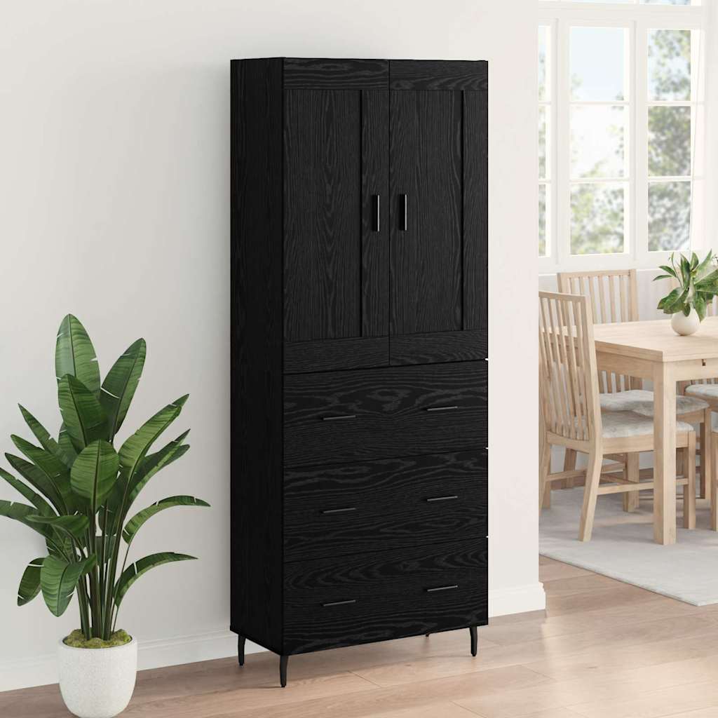 Highboard s ladicama 2 pcs Crni hrast Konstruirano drvo