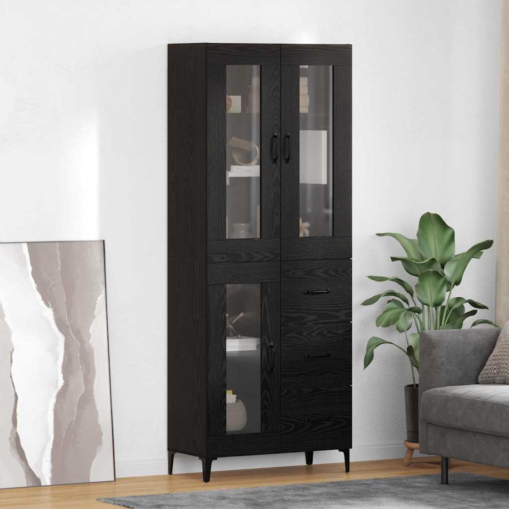 Highboard Zidne Crni hrast 69,5 x 34 x 180 cm Konstruirano drvo