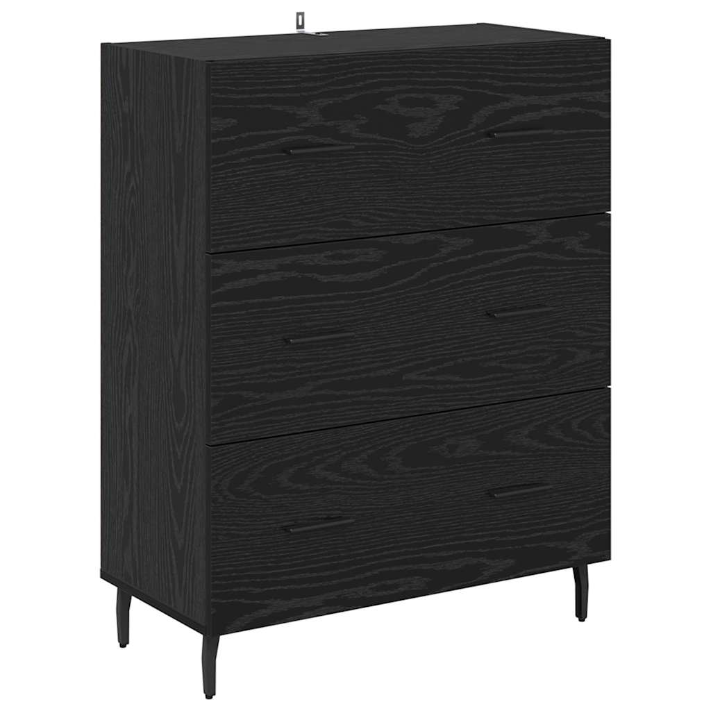 Highboard s ladicama 2 pcs Crni hrast Inženjerska drva i staklo