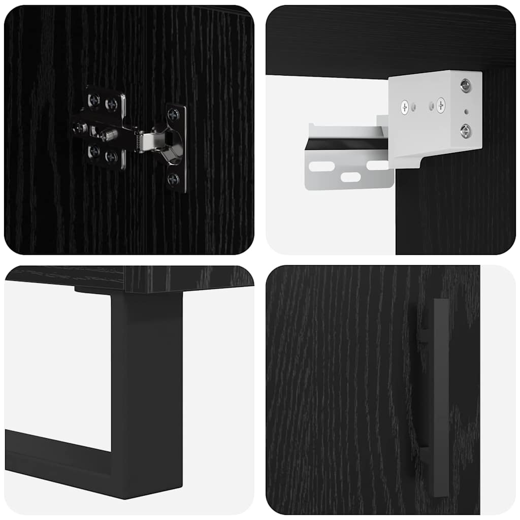 Highboard 2 pcs Crni hrast Inženjerska drva i staklo