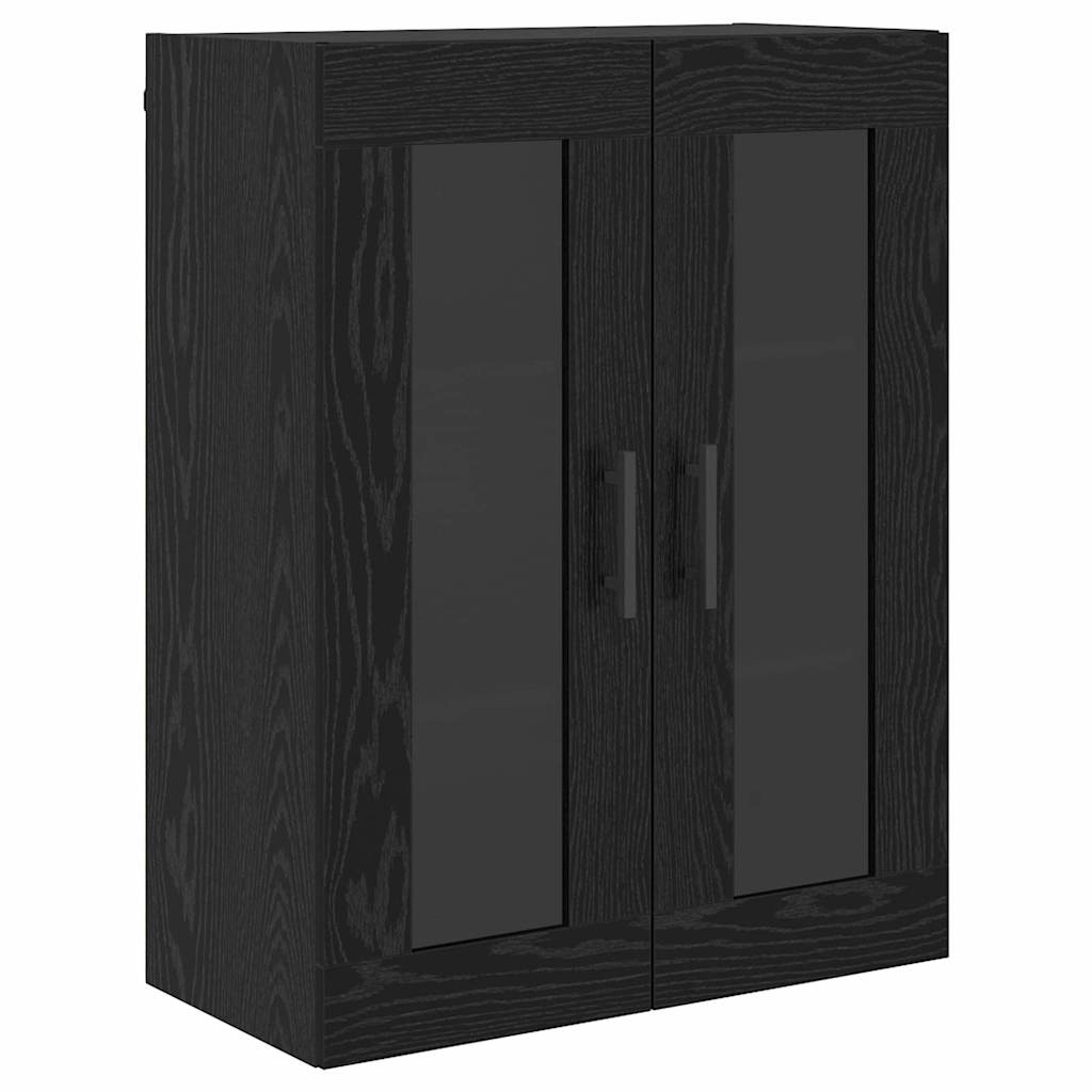 Highboard 2 pcs Crni hrast Inženjerska drva i staklo