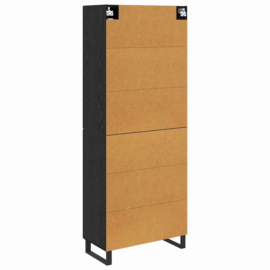 Highboard 2 pcs Crni hrast Inženjerska drva i staklo