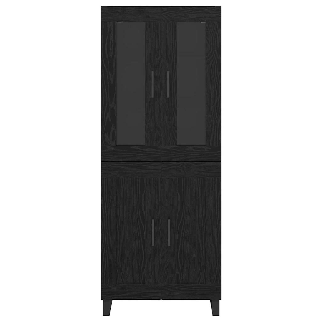 Highboard 2 pcs Crni hrast Inženjerska drva i staklo