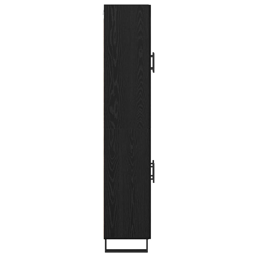 Highboard 2 pcs Crni hrast Inženjerska drva i staklo