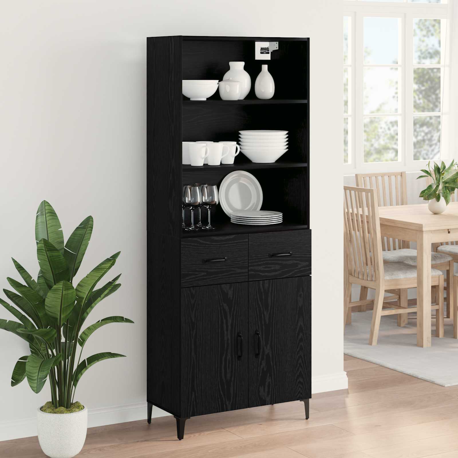 Highboard Crni hrast 69,5 x 34 x 180 cm Konstruirano drvo
