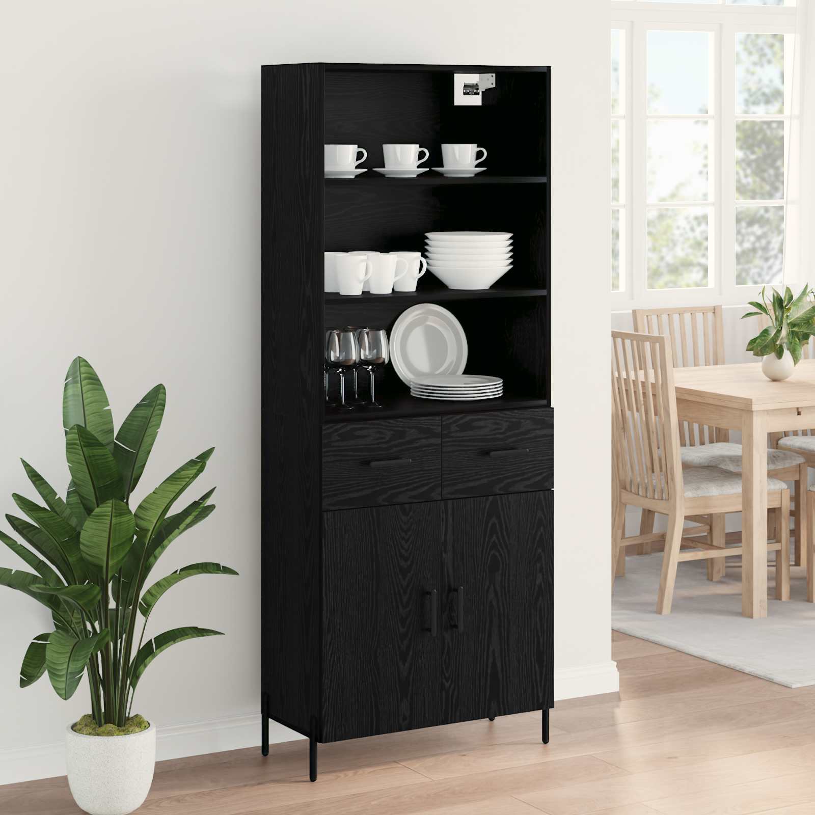 Highboard Crni hrast 69,5 x 34 x 180 cm Konstruirano drvo