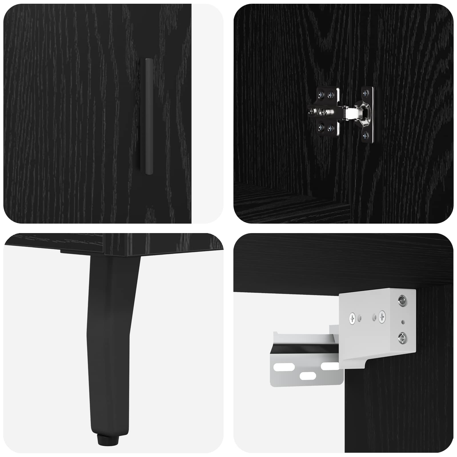 Highboard 2 pcs Crni hrast Inženjerska drva i staklo