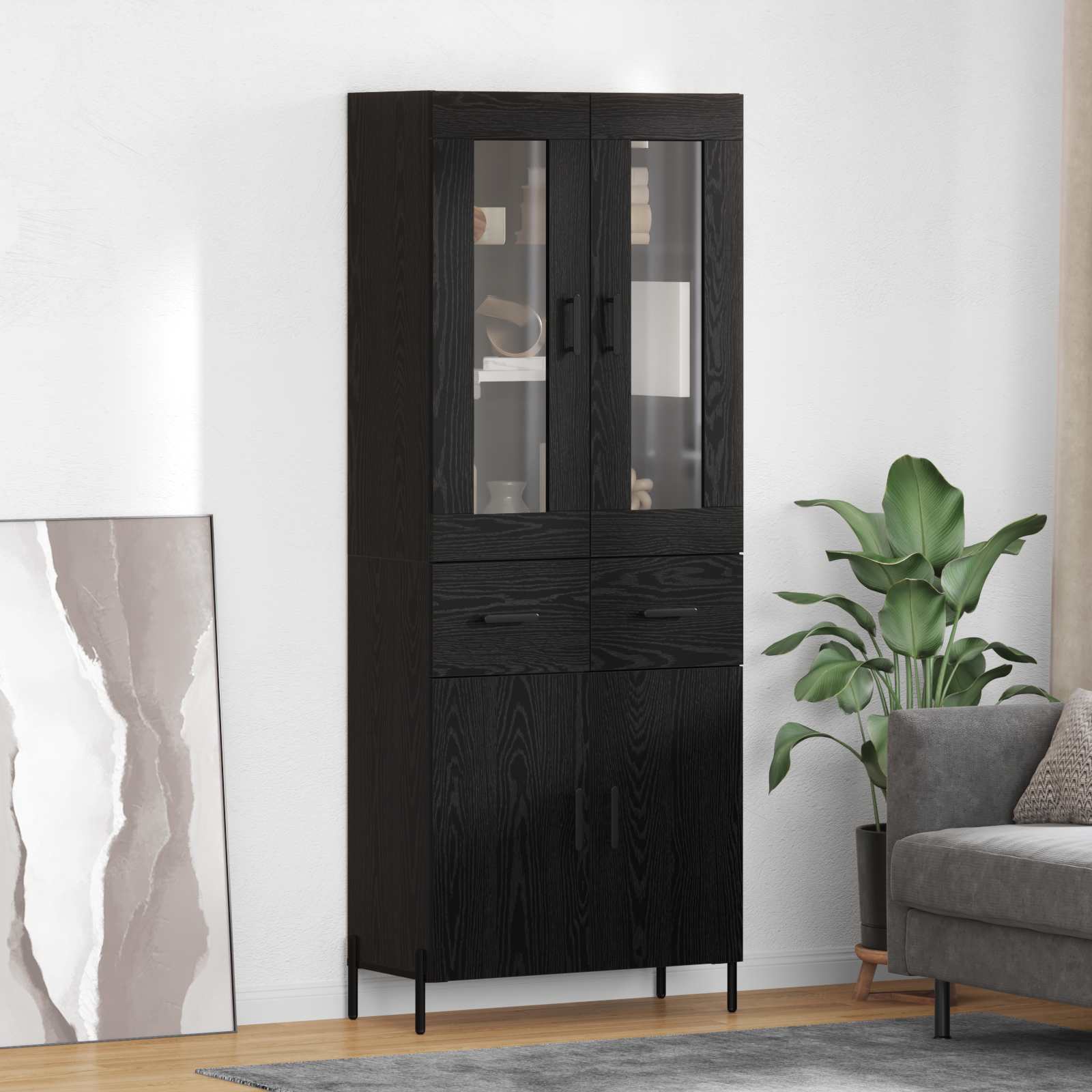 Highboard Zidne Crni hrast 69,5 x 34 x 180 cm Konstruirano drvo