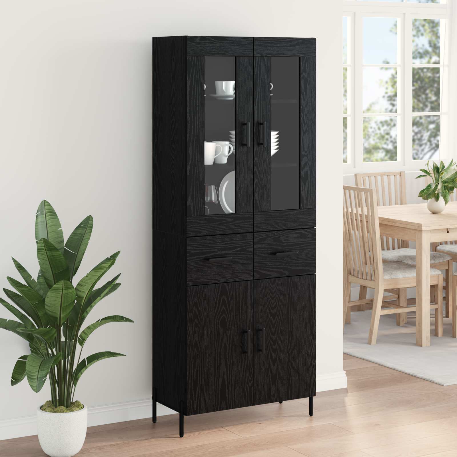 Highboard Zidne Crni hrast 69,5 x 34 x 180 cm Konstruirano drvo