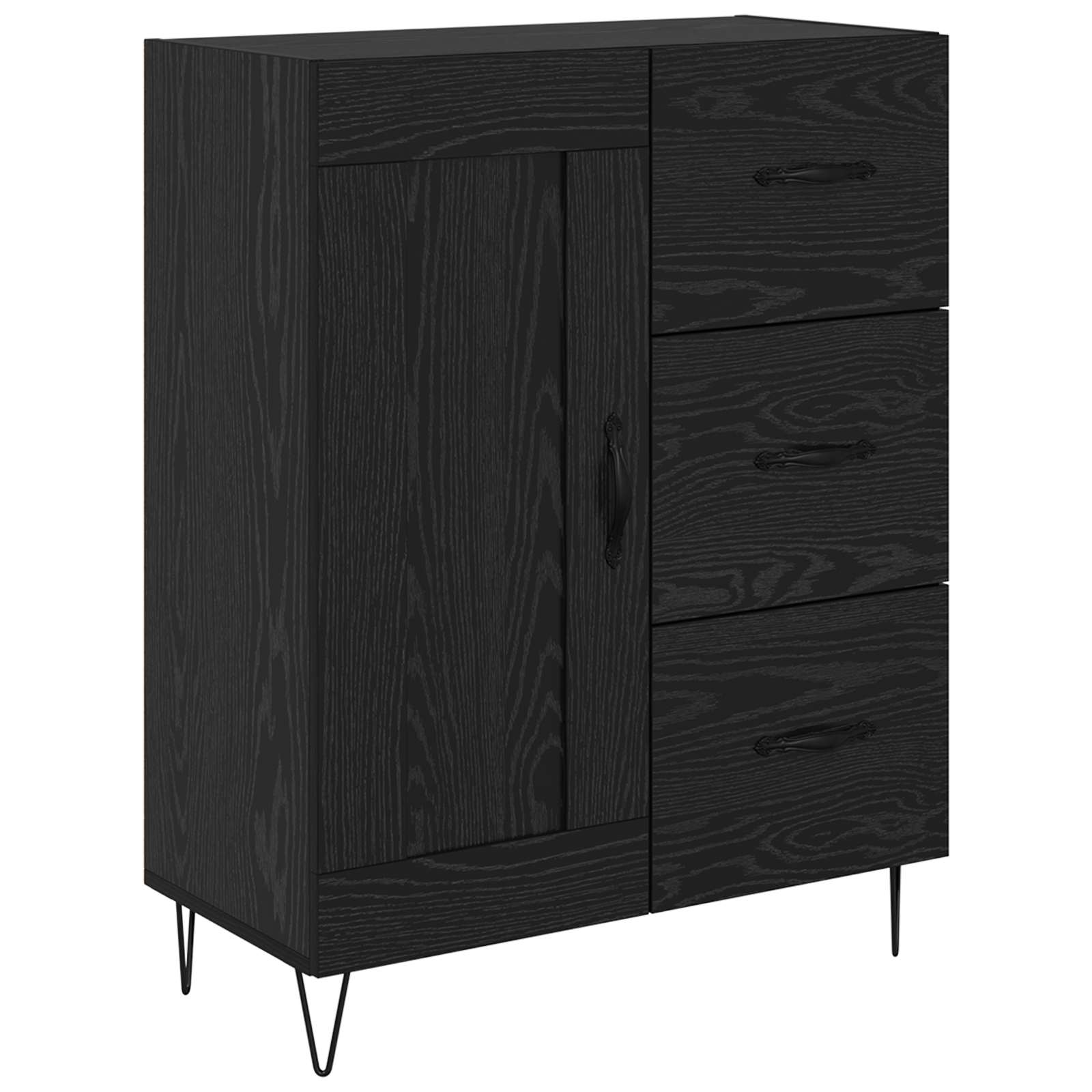 Highboard s ladicama 2 pcs Crni hrast Konstruirano drvo