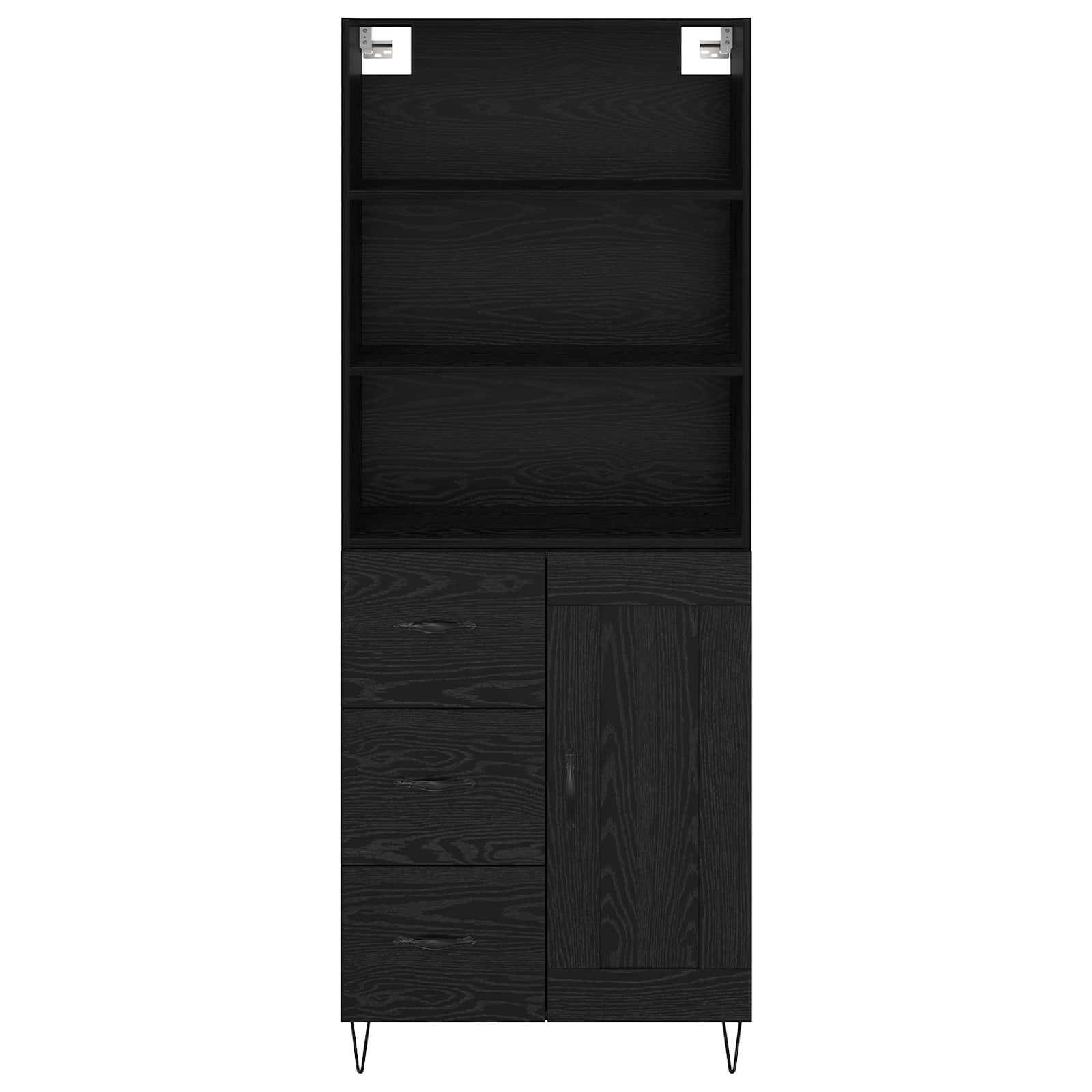 Highboard s ladicama 2 pcs Crni hrast Konstruirano drvo