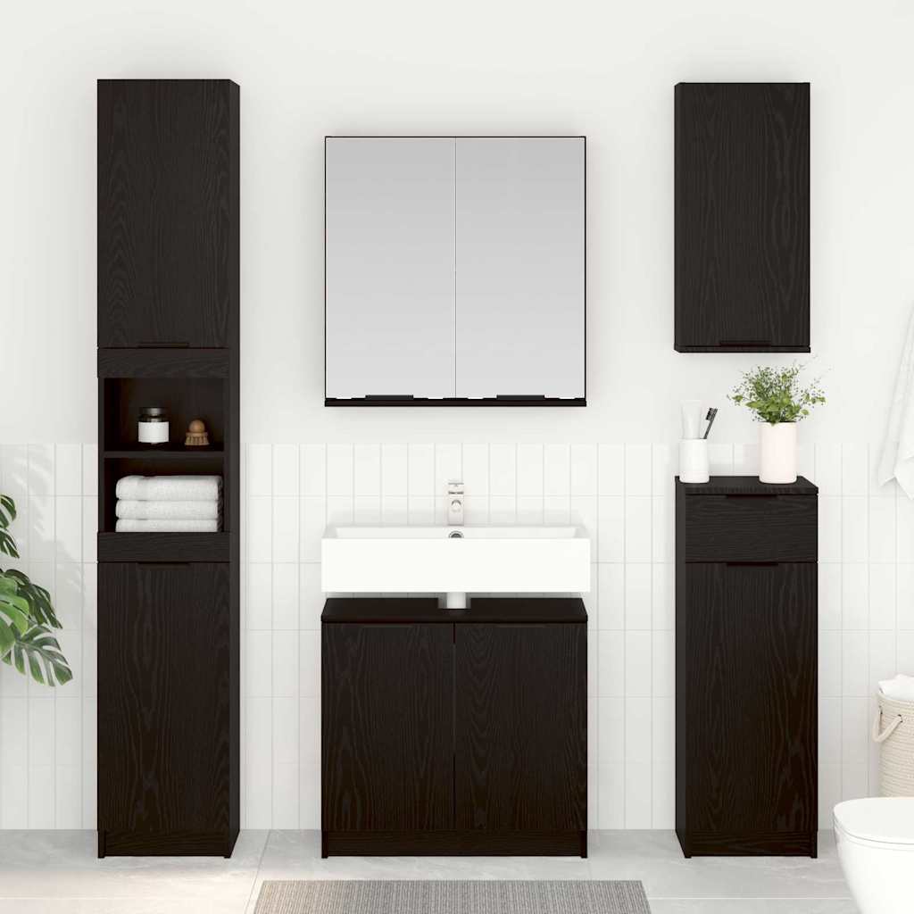 Set ormarića za kupaonicu 3 pcs Crni hrast Konstruirano drvo