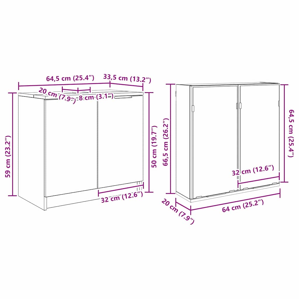 Set ormarića za kupaonicu 3 pcs Crni hrast Konstruirano drvo