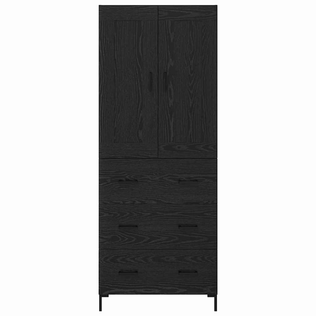 Highboard s ladicama 2 pcs Crni hrast Konstruirano drvo
