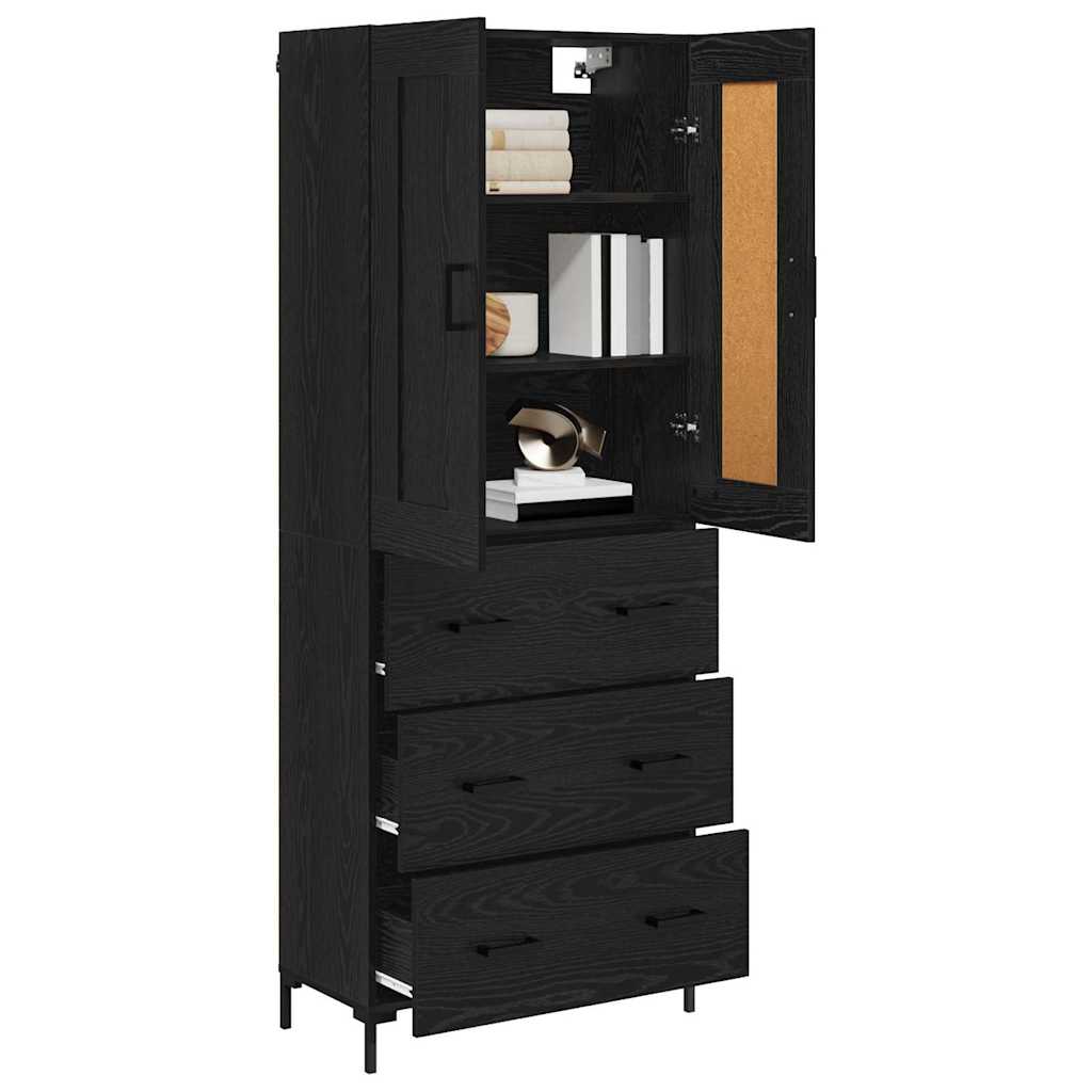 Highboard s ladicama 2 pcs Crni hrast Konstruirano drvo