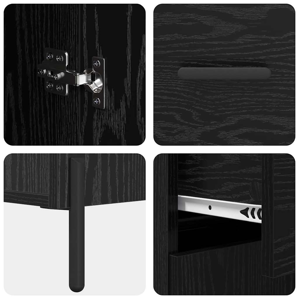 Highboard s ladicama 2 pcs Crni hrast Konstruirano drvo