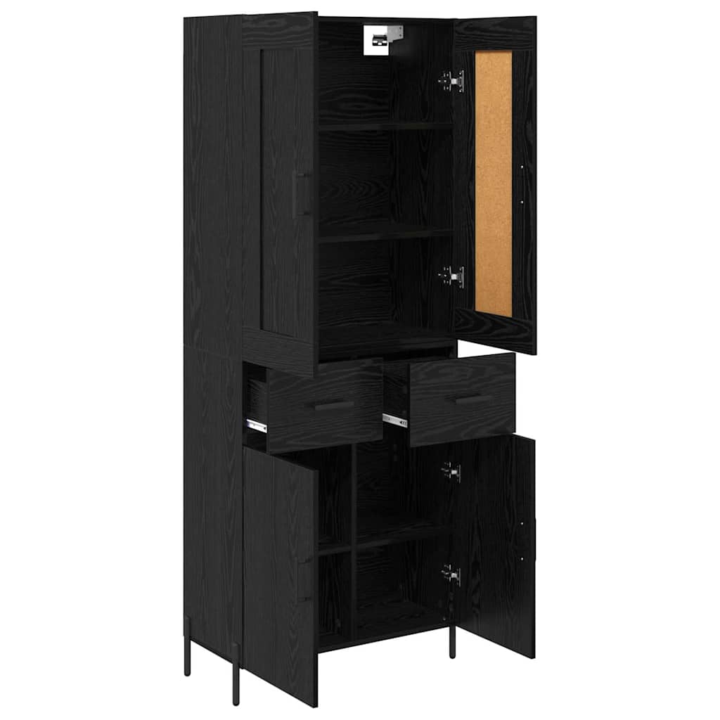 Highboard s ladicama 2 pcs Crni hrast Konstruirano drvo