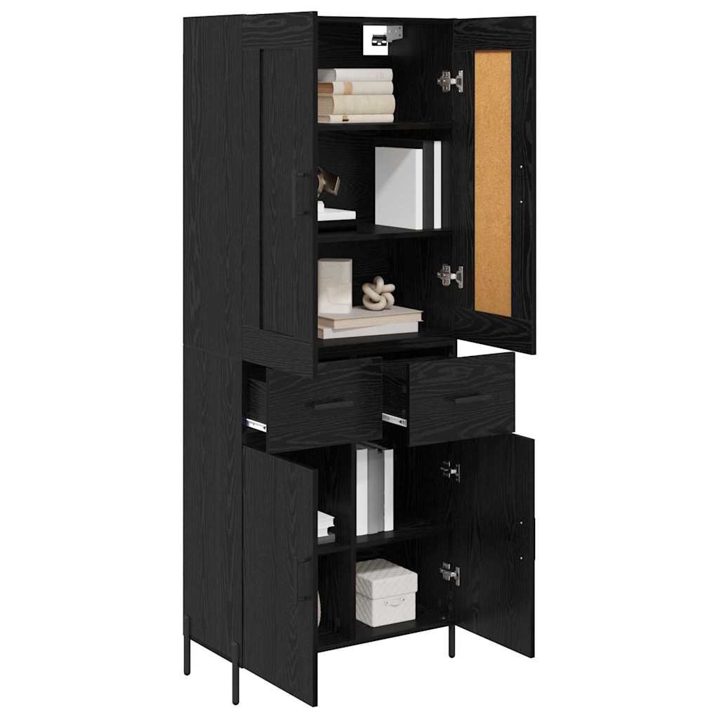 Highboard s ladicama 2 pcs Crni hrast Konstruirano drvo