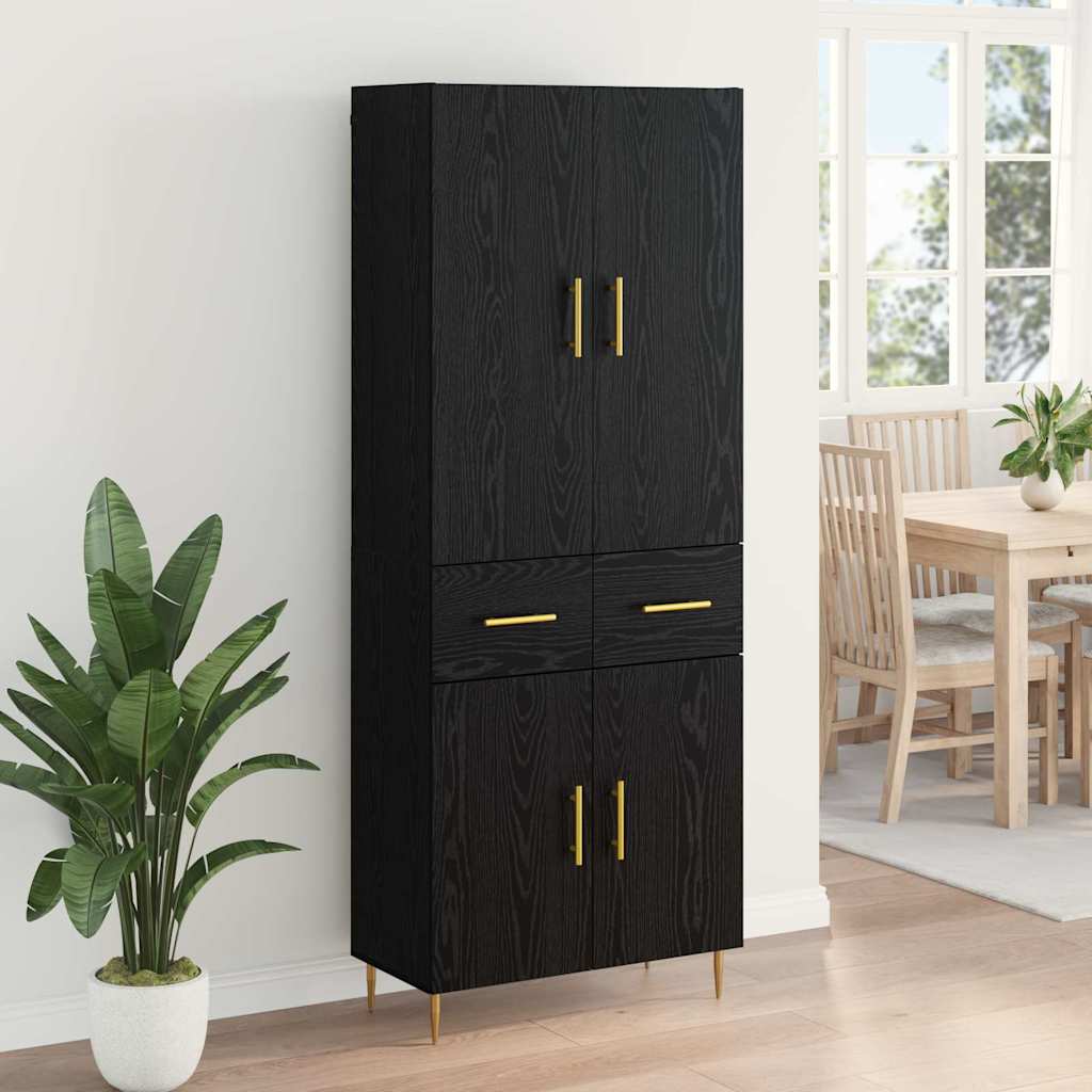 Highboard Zidne Crni hrast 69,5 x 34 x 180 cm Konstruirano drvo