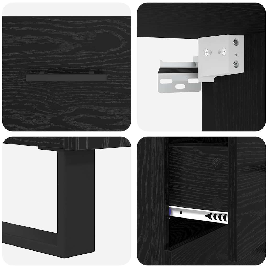 Highboard s ladicama 2 pcs Crni hrast Konstruirano drvo