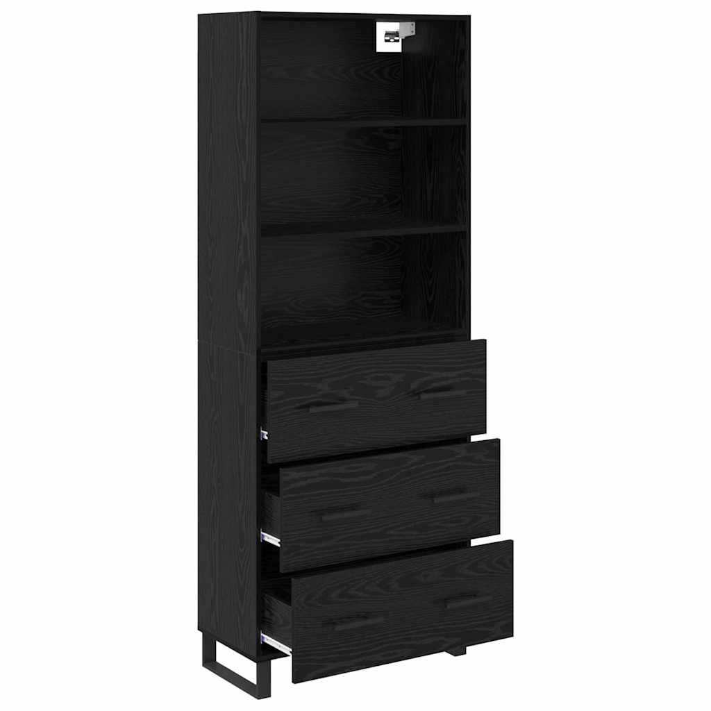 Highboard s ladicama 2 pcs Crni hrast Konstruirano drvo