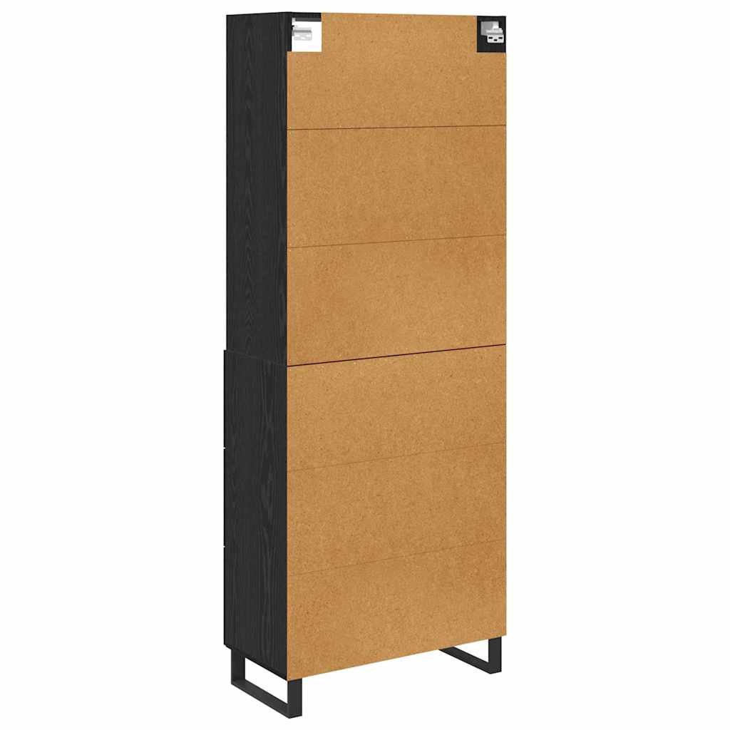 Highboard s ladicama 2 pcs Crni hrast Konstruirano drvo