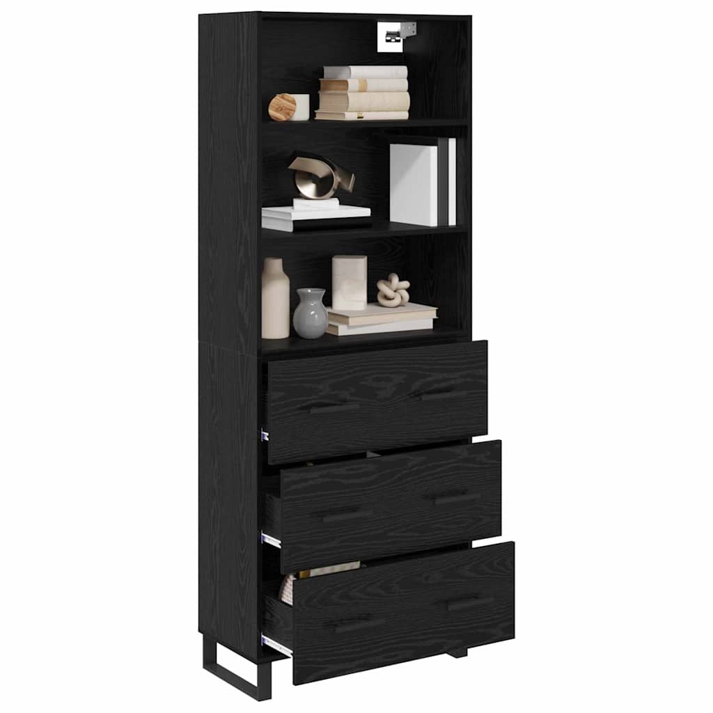 Highboard s ladicama 2 pcs Crni hrast Konstruirano drvo