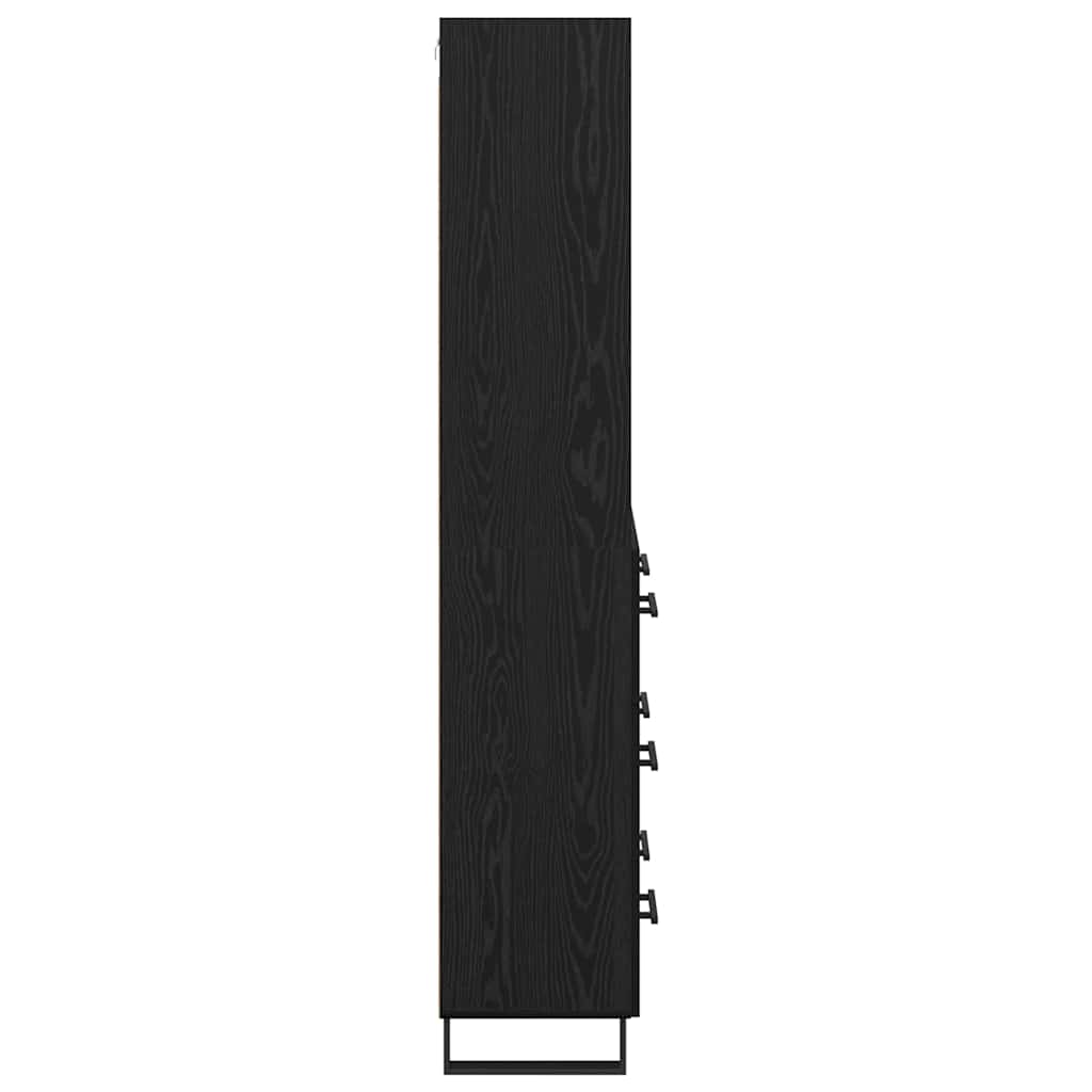Highboard s ladicama 2 pcs Crni hrast Konstruirano drvo