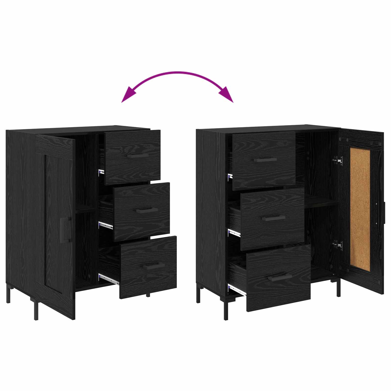 Highboard Zidne Crni hrast 69,5 x 34 x 180 cm Konstruirano drvo