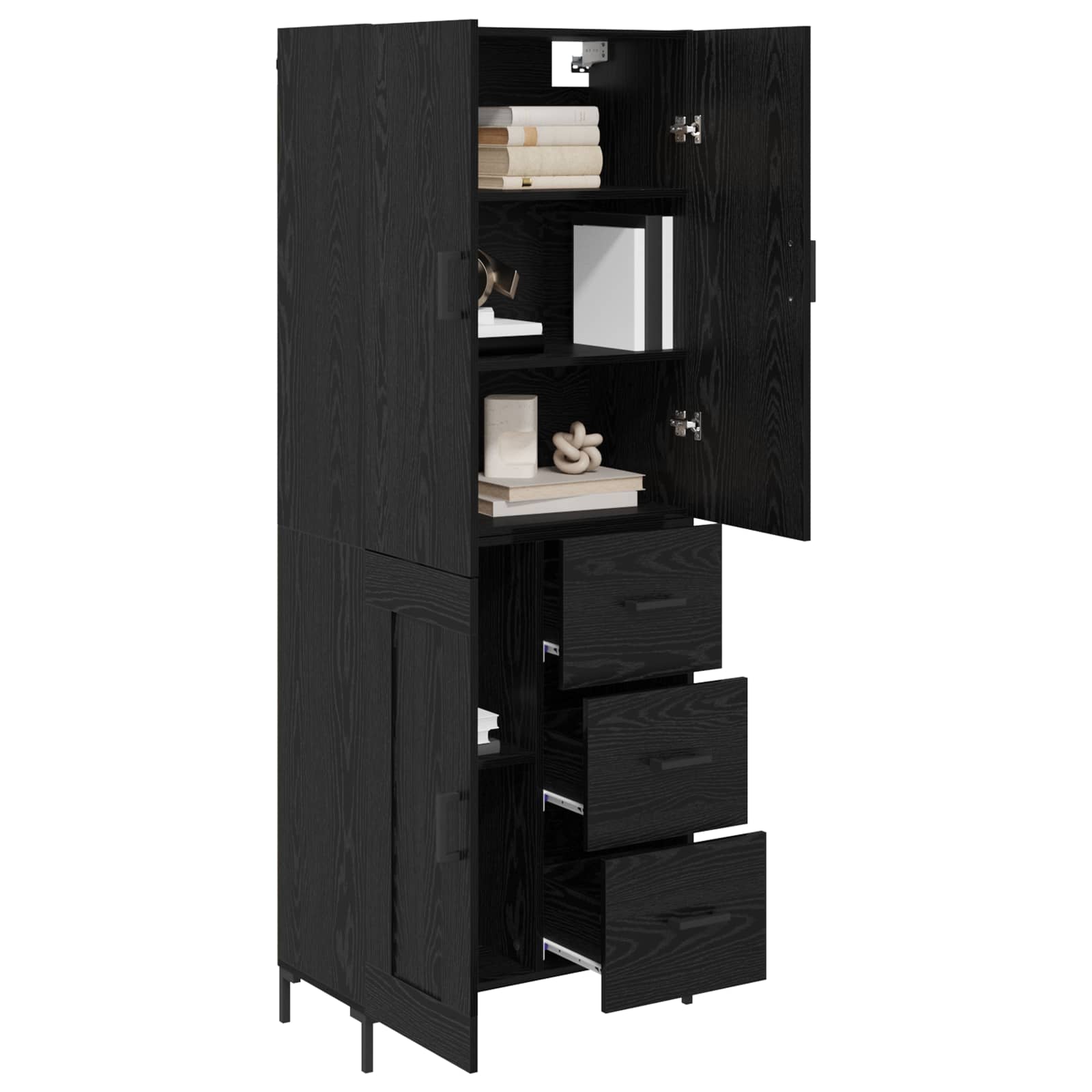 Highboard Zidne Crni hrast 69,5 x 34 x 180 cm Konstruirano drvo