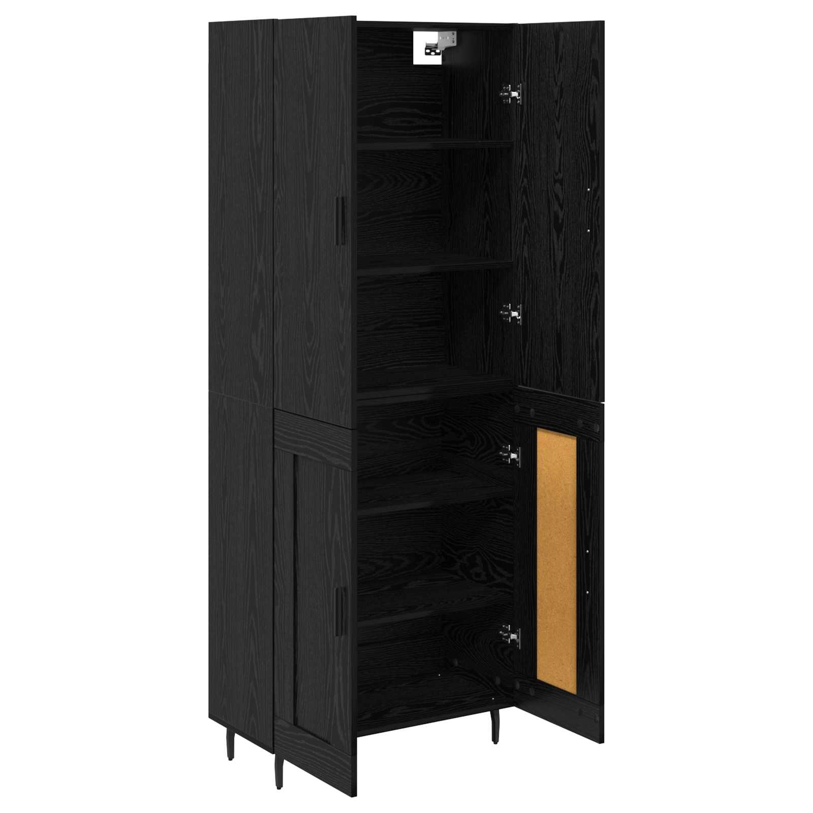 Highboard 2 pcs Crni hrast Inženjerska drva i staklo