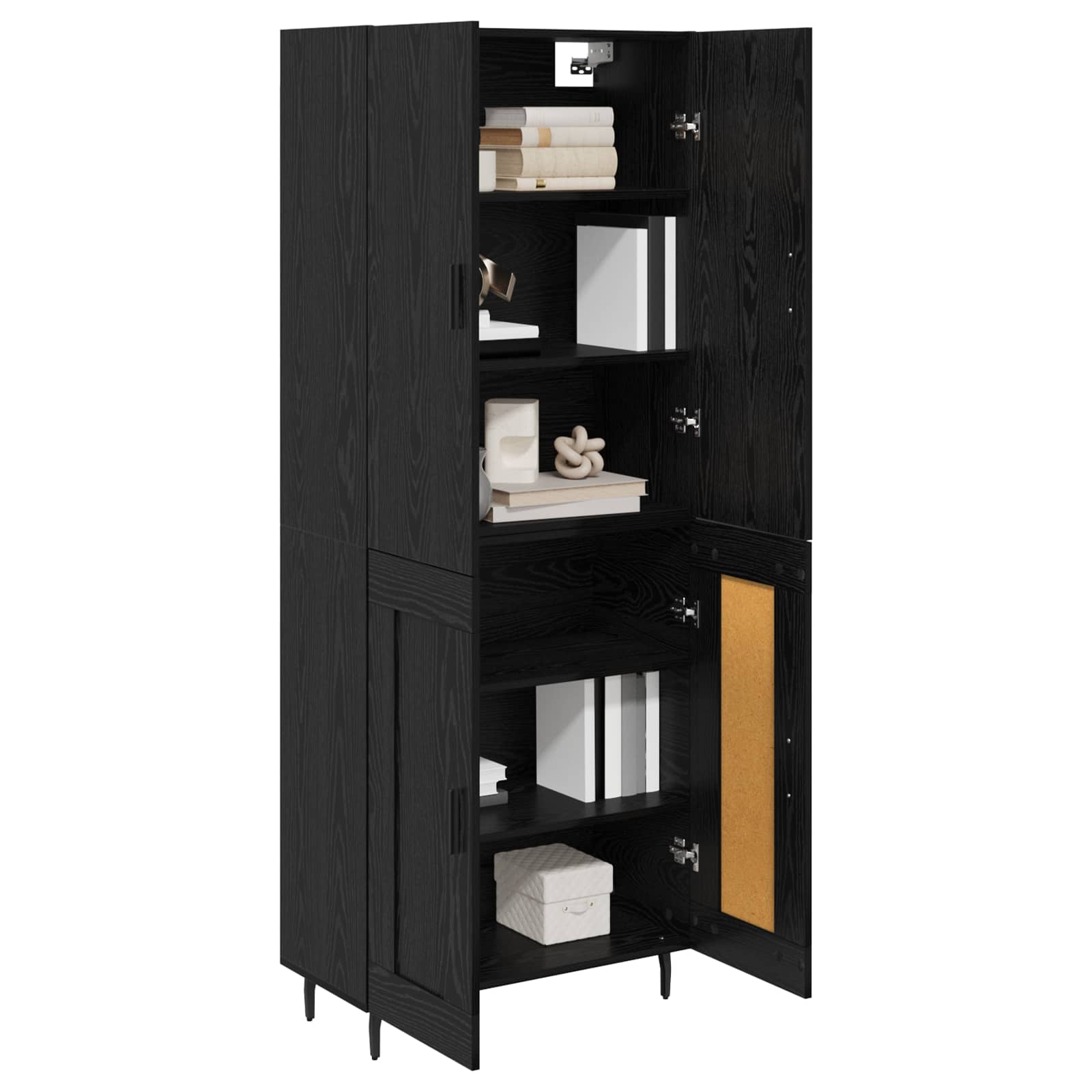 Highboard 2 pcs Crni hrast Inženjerska drva i staklo