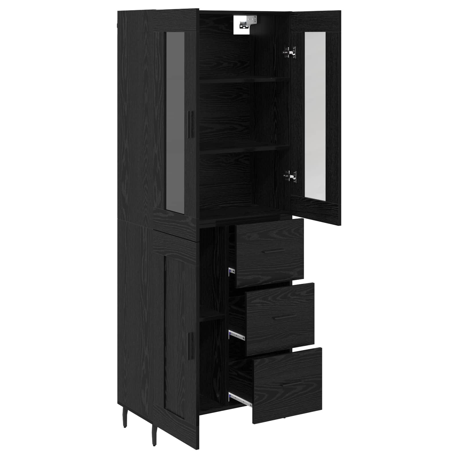 Highboard s ladicama 2 pcs Crni hrast Konstruirano drvo