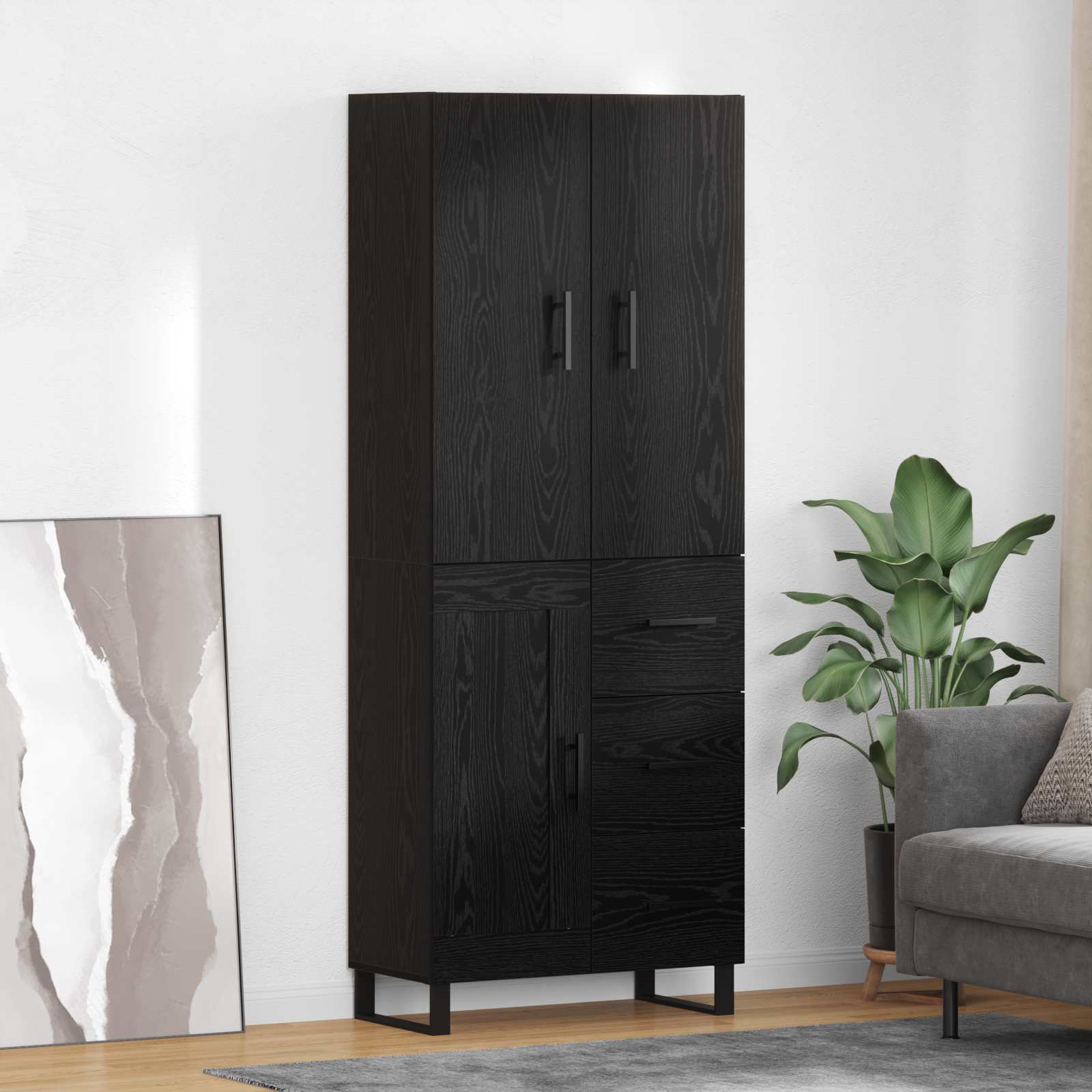 Highboard s ladicama 2 pcs Crni hrast 69,5 x 34 x 180 cm