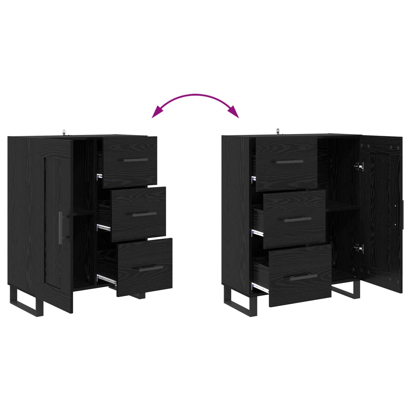 Highboard s ladicama 2 pcs Crni hrast 69,5 x 34 x 180 cm