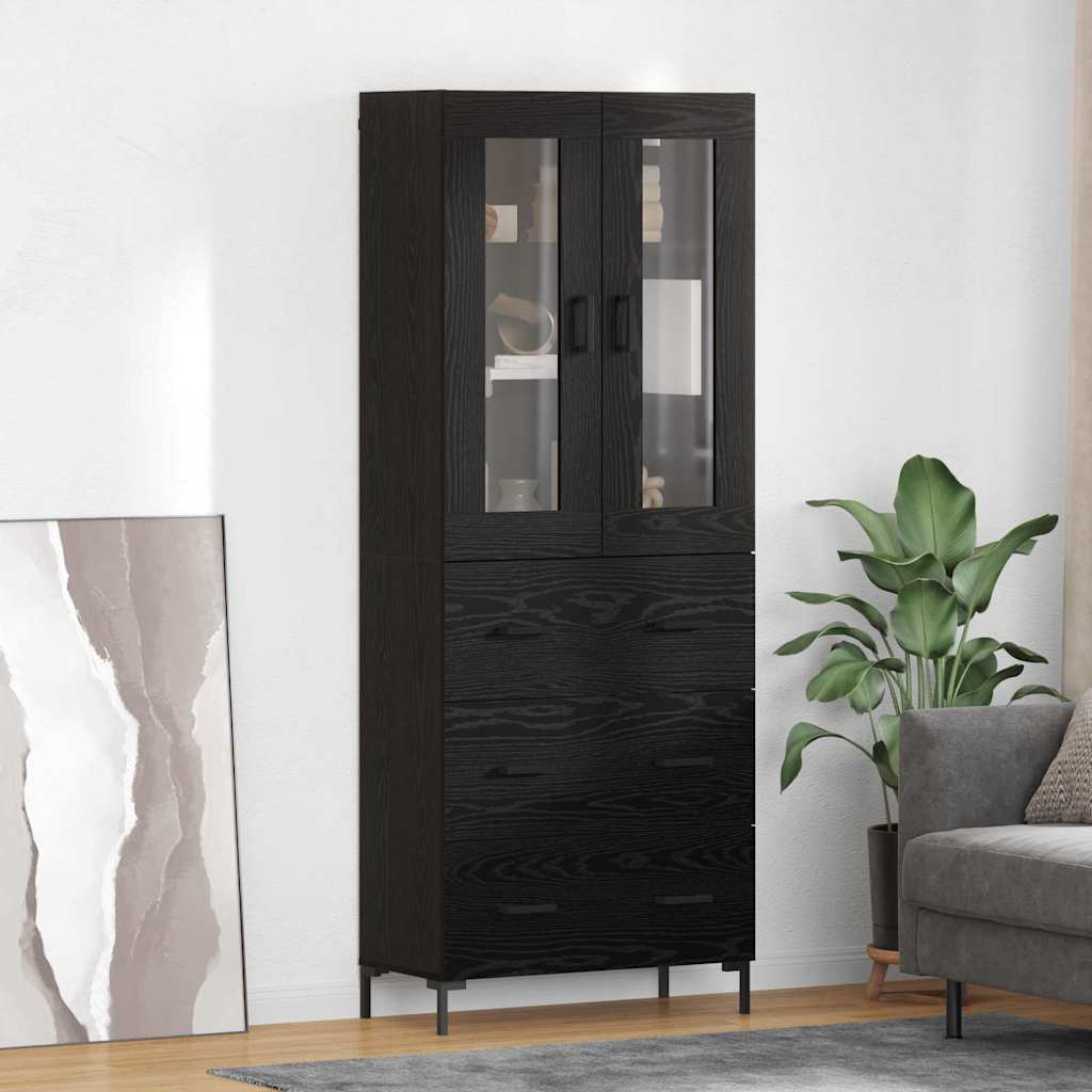 Highboard s ladicama 2 pcs Crni hrast Konstruirano drvo