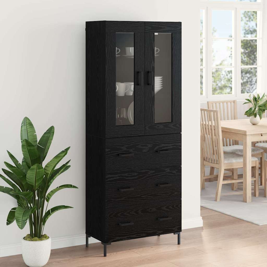 Highboard s ladicama 2 pcs Crni hrast Konstruirano drvo