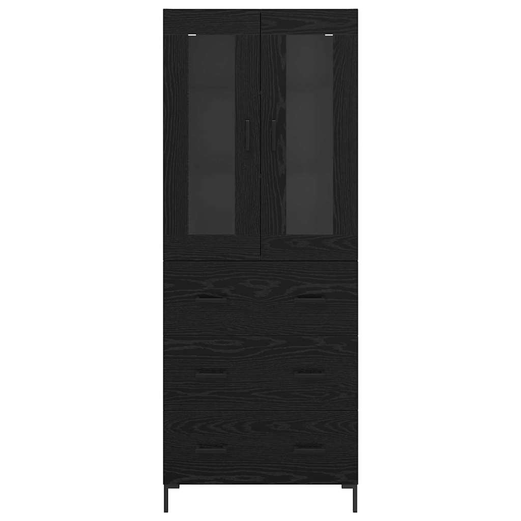 Highboard s ladicama 2 pcs Crni hrast Konstruirano drvo