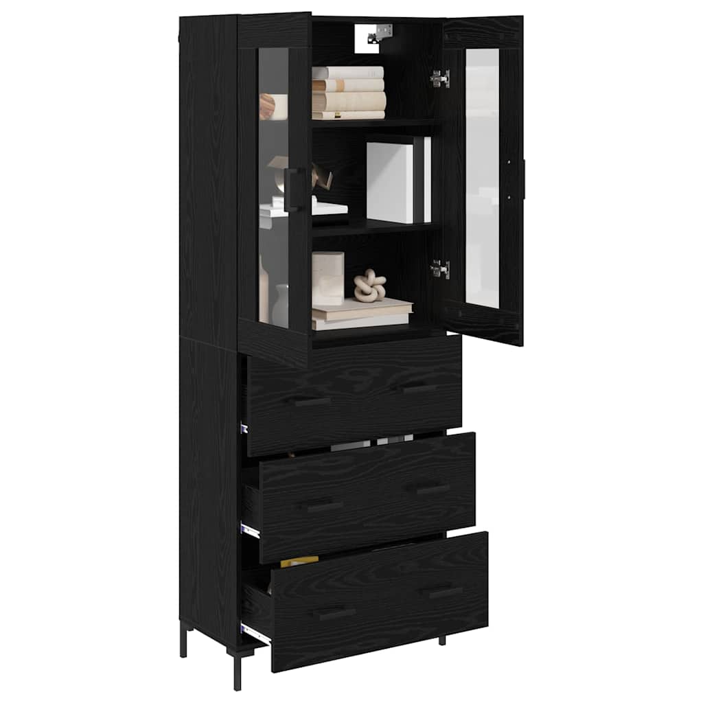 Highboard s ladicama 2 pcs Crni hrast Konstruirano drvo